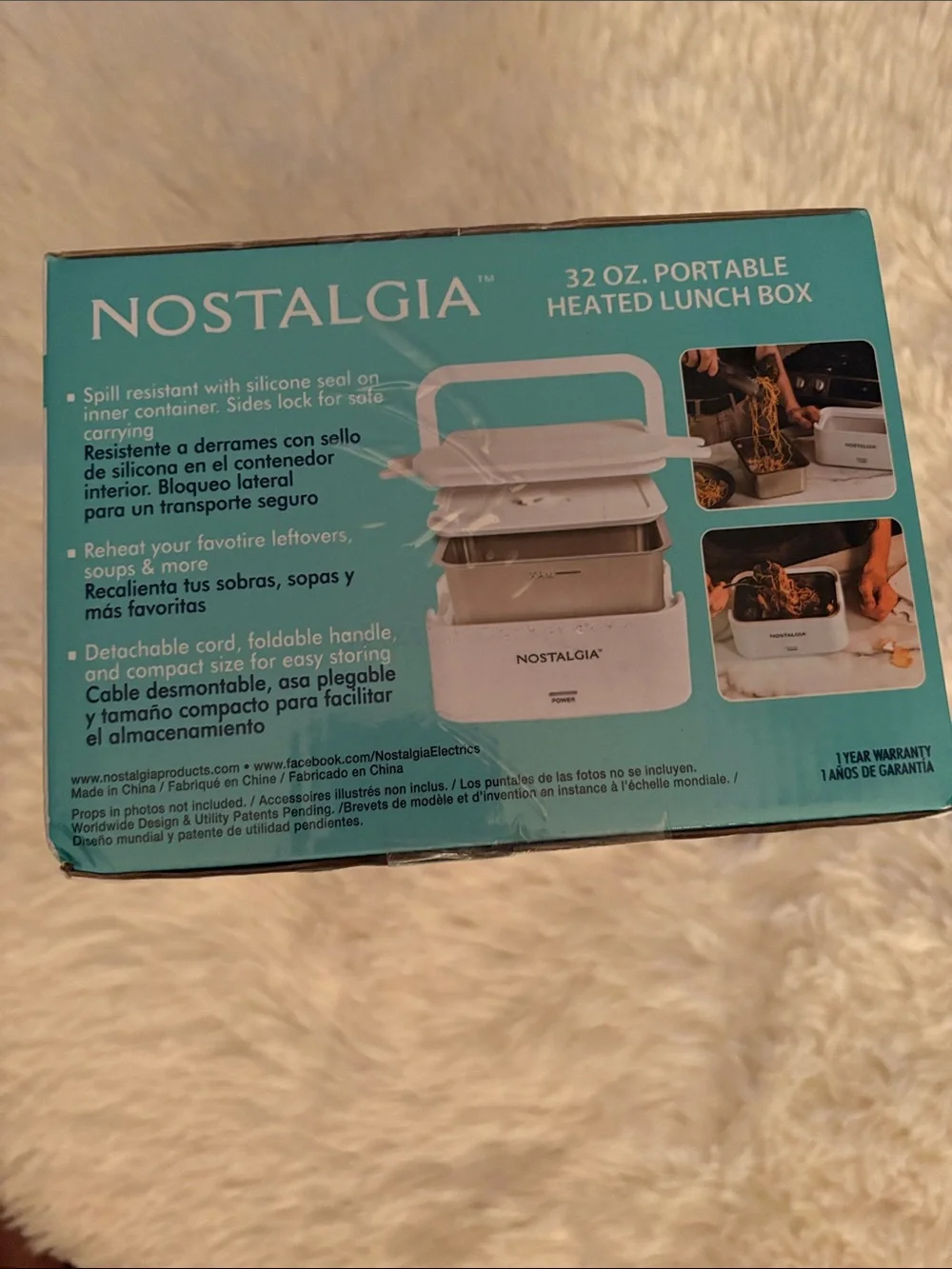 Nostalgia White Portable Heated Lunch Box